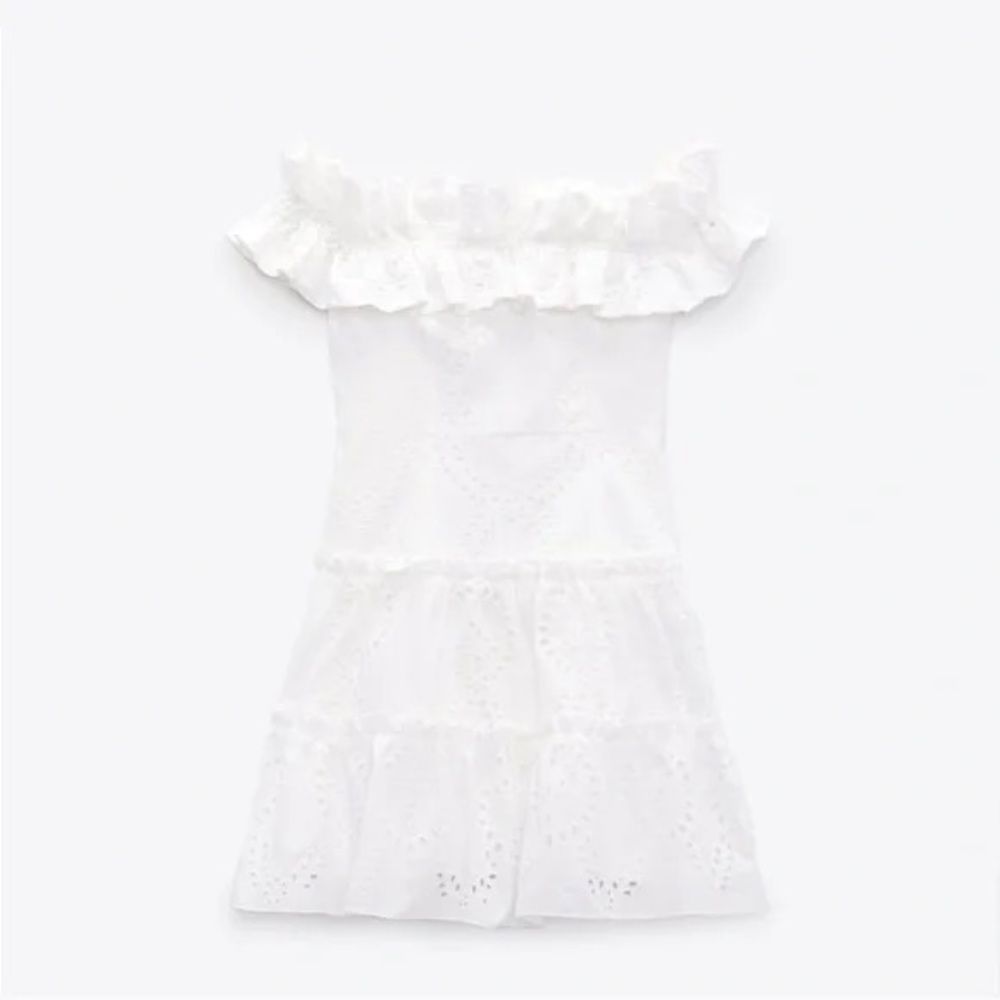 Zara Strapless Mini Dress Embroidered - Picture 6 of 7